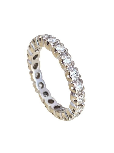 Bague 51 Bague Alliance Américaine en or blanc et diamants 58 Facettes