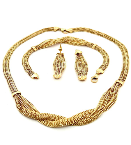 Boucles d'oreilles Parure 3 pièces en or jaune 18 carats 58 Facettes