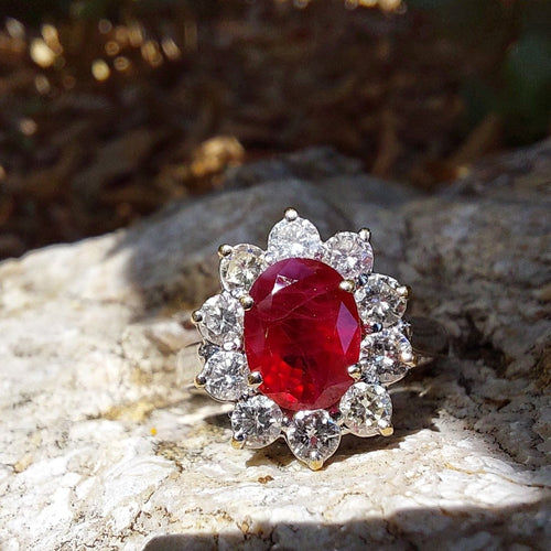 Bague 50 Bague marguerite rubis et diamants 58 Facettes 46