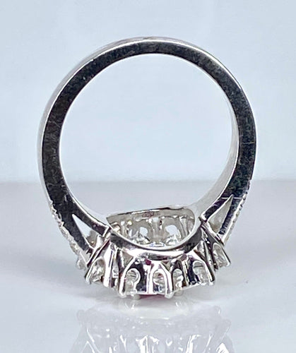 Bague Bague marguerite or blanc rubis et diamants 58 Facettes AB413