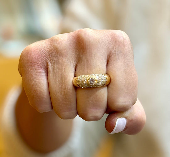 Bague 60 Bague jonc en or jaune 18 carats et diamants 58 Facettes