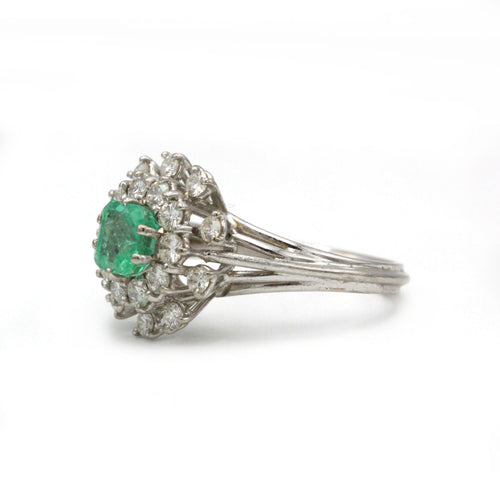 戒指 - 黄金、钻石和祖母绿 