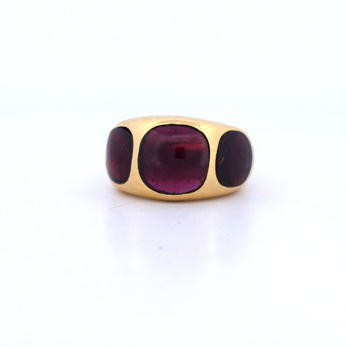 Bague 48 Bague vintage en or jaune avec tourmalines 58 Facettes