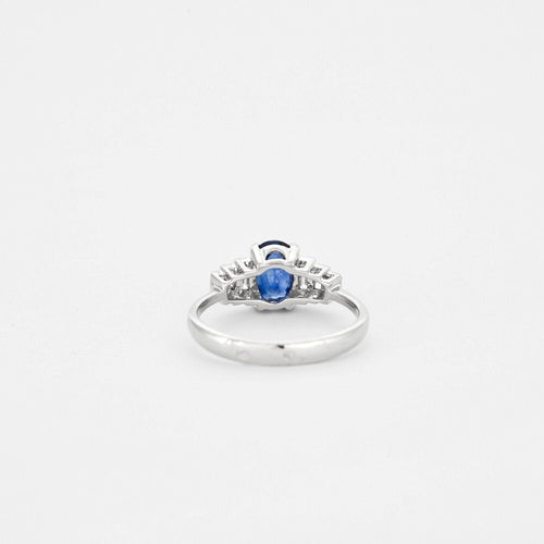 Bague 54 Bague  or blanc avec saphir bleu et diamants 58 Facettes
