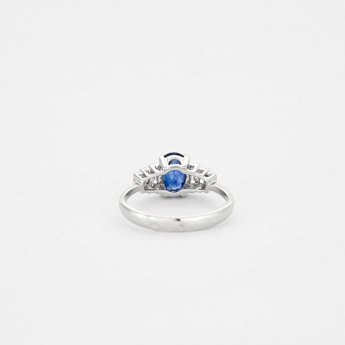 Bague Bague  or blanc avec saphir bleu et diamants 58 Facettes