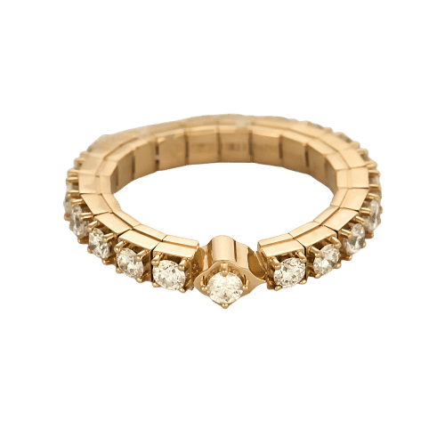 Bague 51 Bague souple en or rose et diamants 58 Facettes JR0009-51