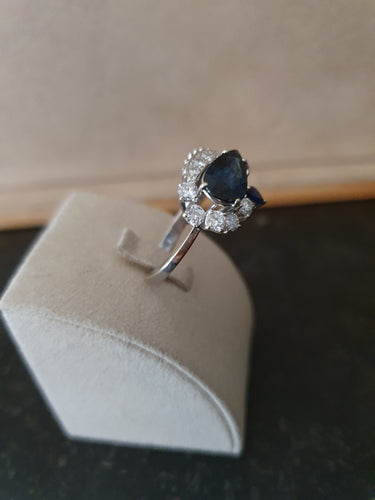 Bague 56 Bague Or Blanc Saphirs Diamants 58 Facettes 1