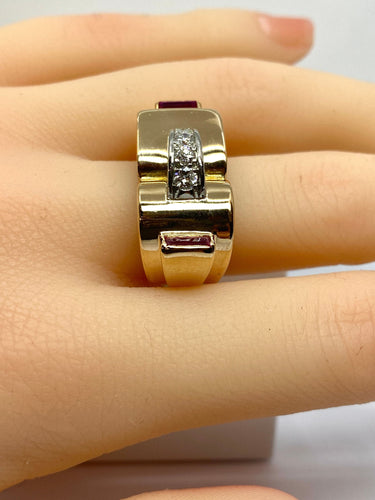 Bague 60 Bague TANK or jaune diamants 58 Facettes AB603