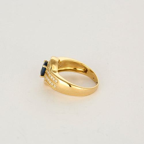 Bague 56,5 Bague or jaune, saphir et diamants 58 Facettes SMA0139