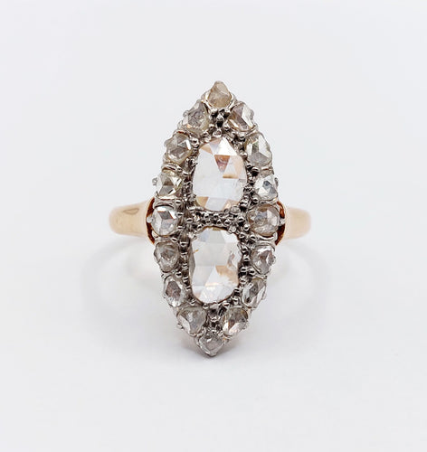 Bague 50 Bague marquise antique or rose diamants taille rose (circa 1900) 58 Facettes A06286