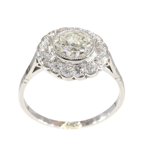 Bague 58 Bague en platine de style Art déco des années 1950, symbole classique d'amour et de continuité 58 Facettes 25238-0015