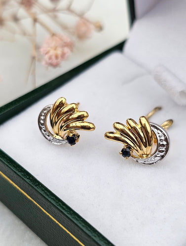 Boucles d'oreilles Boucles d'oreilles or jaune et or blanc Saphirs 58 Facettes 635