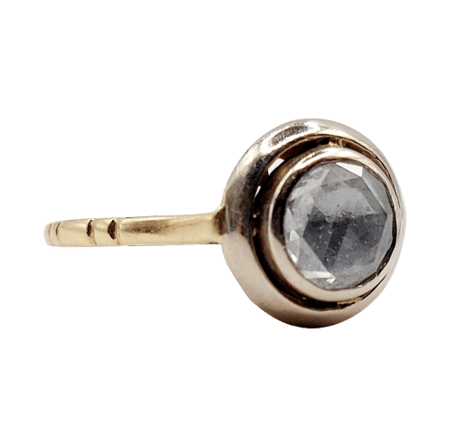 Bague 49 Bague solitaire antique or 14k diamant taille rose de Hollande de 6 mm 58 Facettes A06290