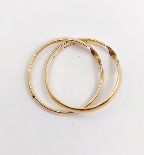 Bague 55.5 RARE Alliance jumelées victorienne or jaune 18k (circa 1872) antique 58 Facettes A06007