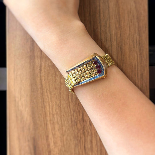 Bracelet Bracelet Ceinture - Or jaune, Saphirs & Rubis 58 Facettes 250202R