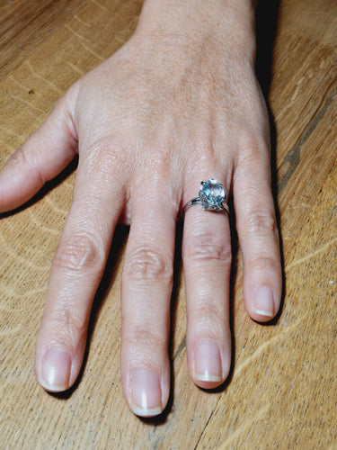 Bague 55 Bague En Or Blanc Et Aigue-Marine 58 Facettes