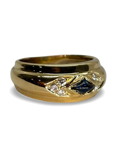 Bague 50 Bague Chaumet or jaune saphir cabochon et diamants 0,09 ct 58 Facettes 972