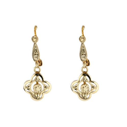 Boucles d'oreilles Paire de pendants d'oreilles deux ors, vers 1900 58 Facettes