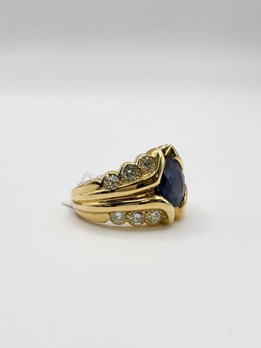 Bague 49.5 Bague Saphir et diamants en or jaune 58 Facettes