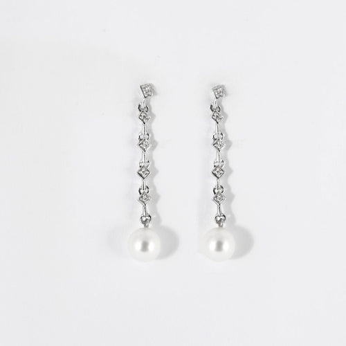 Pendentif Boucles D Oreille Pendantes Perles Diamants 58 Facettes