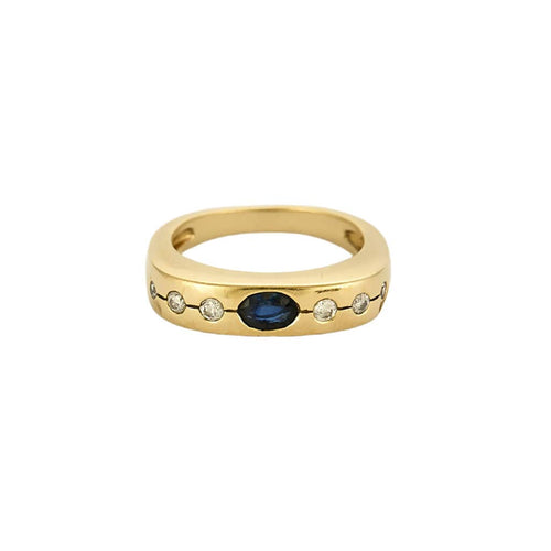 Bague 57 Bague en or jaune, saphir et diamants 58 Facettes SOI3467