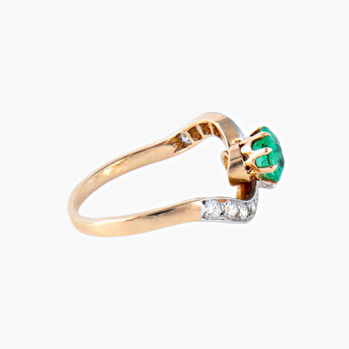 Bague 53 Bague Toi & Moi Emeraude Diamant 58 Facettes