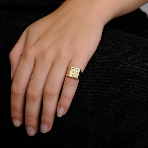 Bague 46 Chevalière en Or jaune 58 Facettes