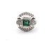 Bague 57 Bague en platine avec émeraude centrale et diamants environnants 58 Facettes