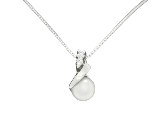 Collier Collier en or blanc avec perle et diamants 58 Facettes 10852