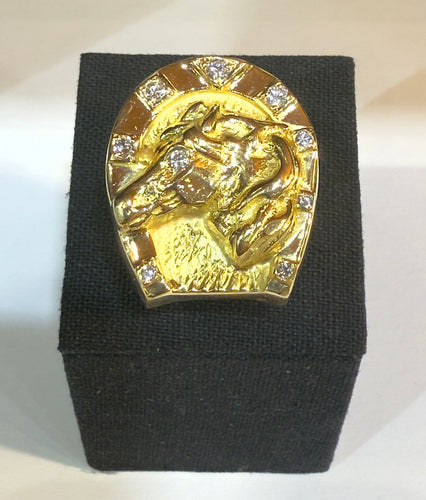 Bague 66 Bague or jaune et diamants , Fer à cheval 58 Facettes