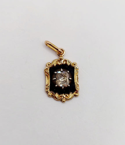 Pendentif Pendentif victorien or jaune et argent, diamant table 5mm (circa 1850) 58 Facettes A06304