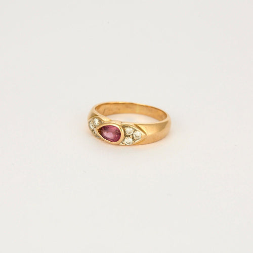 Bague Bague jonc or jaune saphir rose diamants 58 Facettes LP1109/13