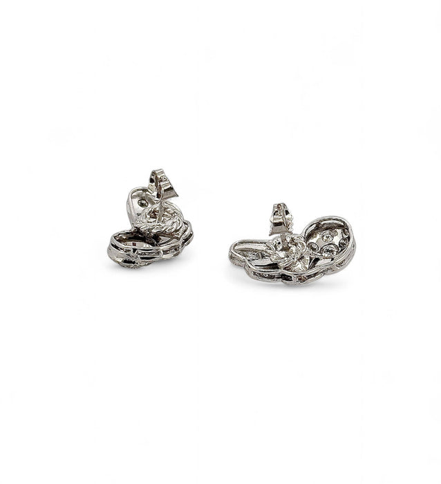 Boucles d'oreilles Boucles d’oreilles ancienne en or blanc, argent et platine 58 Facettes