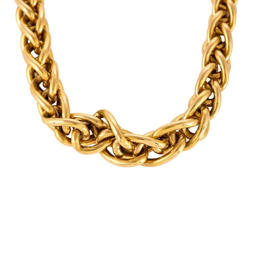 Yellow gold necklace Link braided