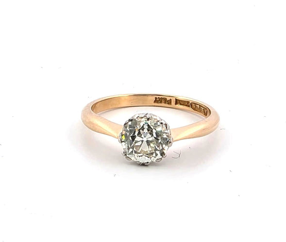 Bague 57 Bague 2059 M en or jaune 18 carats et platine avec diamant solitaire 58 Facettes