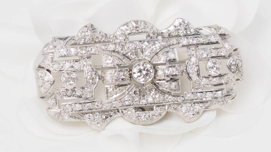 Broche Broche Art Déco en platine et diamants 58 Facettes 32719