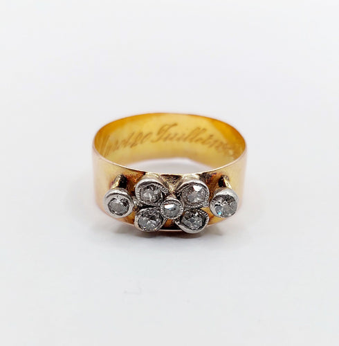 Bague 51.5 Bague jonc victorienne or rose 18k diamants taille ancienne (circa 1897) 58 Facettes A06142