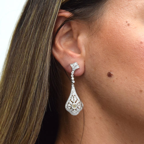 Boucles d'oreilles Boucles d'oreilles Art Déco en or blanc et diamants 58 Facettes