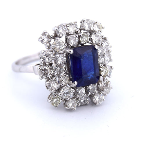 Bague Bague en or blanc 18 carats avec saphir et diamants 58 Facettes