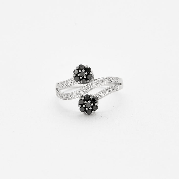 Bague 59 Bague Toi et Moi Vintage or blanc diamants noirs et blanc 58 Facettes 230 515