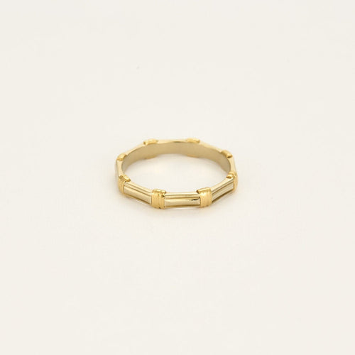 Bague 53 Anneau en or jaune et or gris 58 Facettes ASN0332