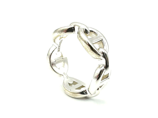 Bague 51 HERMES. Collection "Chaine d'ancre enchainée", bague argent 58 Facettes