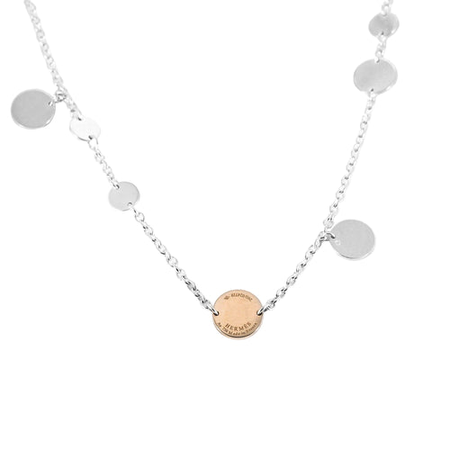 Collier HERMES - Ex-Libris - Sautoir en Argent et or rose 58 Facettes 58FC20