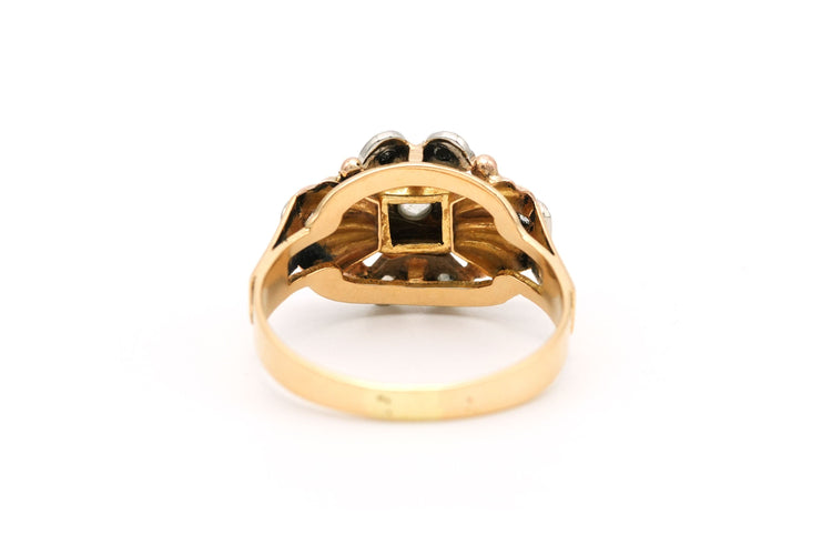 Bague 60 Bague tank Art Déco or jaune, or blanc, diamants 58 Facettes 22453