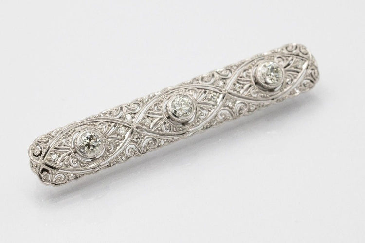 Broche Broche oblongue de style Art Déco avec diamants d'environ 1,25 ct 58 Facettes KLD2
