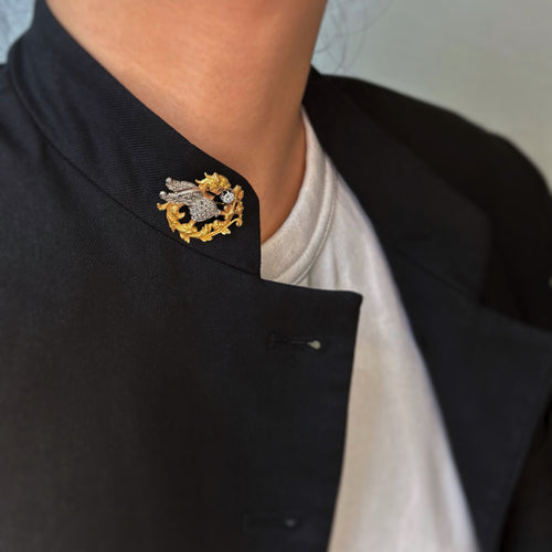 Broche Broche - Or jaune, Platine & Diamants 58 Facettes 250081R