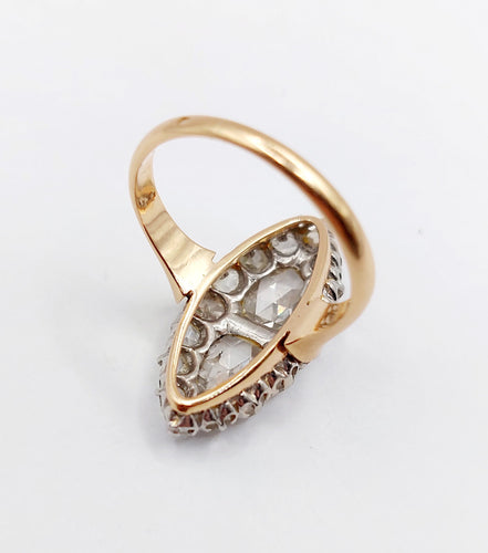 Bague 50 Bague marquise antique or rose diamants taille rose (circa 1900) 58 Facettes A06286