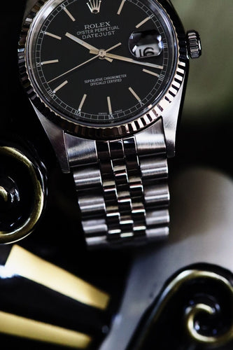 Montre ROLEX - Montre Datejust 16234 cadran noir année 2002 58 Facettes