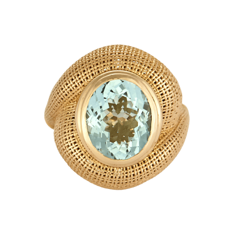 Bague 55 Importante bague en or rose, aigue marine 58 Facettes LJBAV5