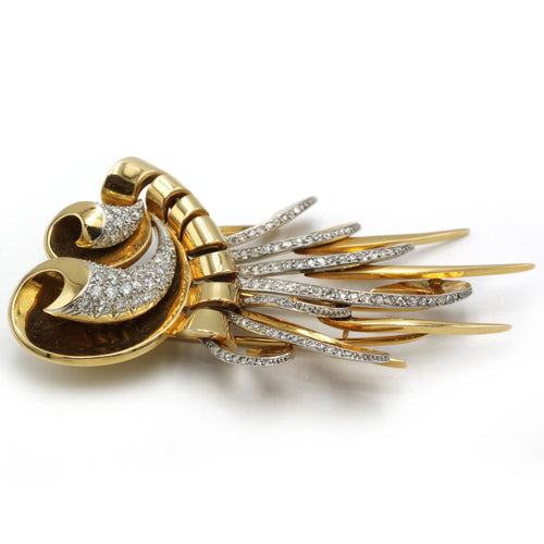 Broche Broche 1950 - Or jaune, Platine & Diamants 58 Facettes 250404R